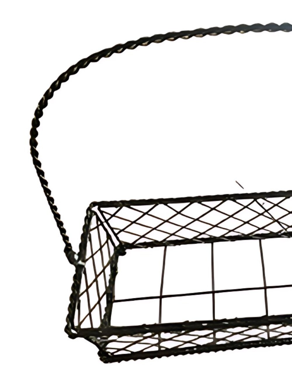 Vintage Metal Wire Flower Basket with Handle